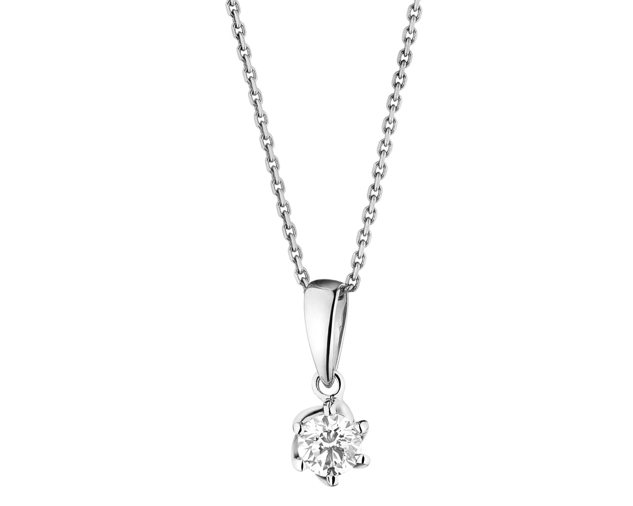 14K Witgoud Pendel met Diamant - 0,19 ct