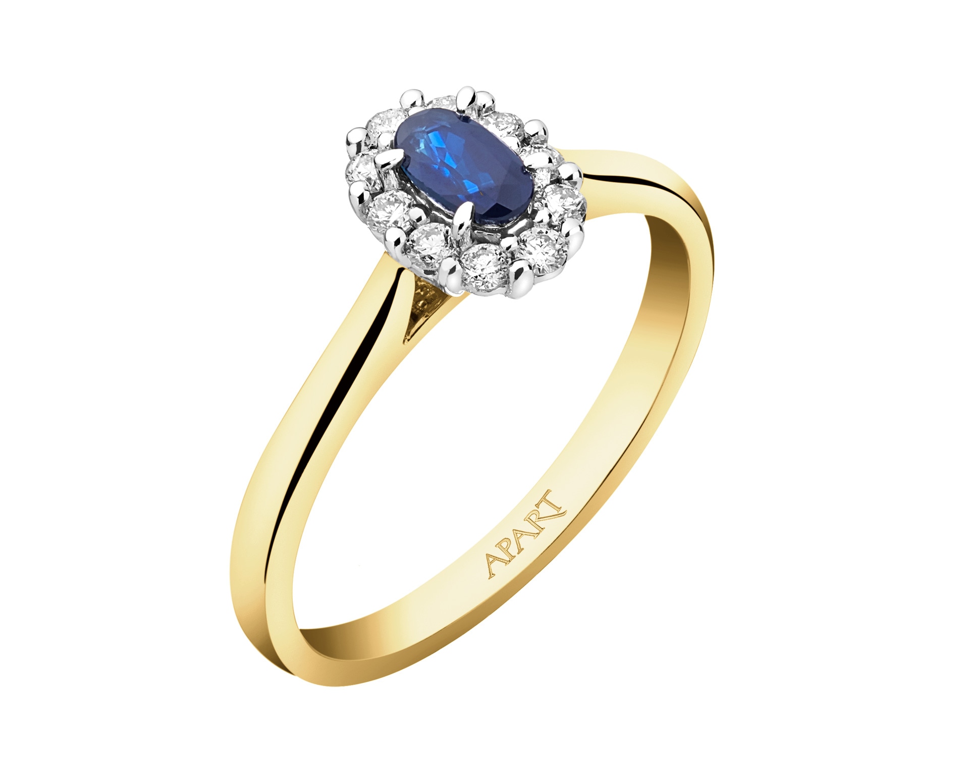 14K Geelgoud en Witgoud Ring met Diamanten