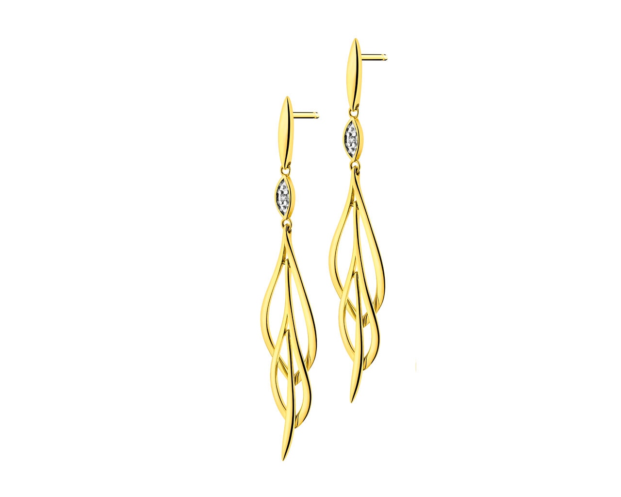 14 K Geelgoud Oorringen met Diamanten