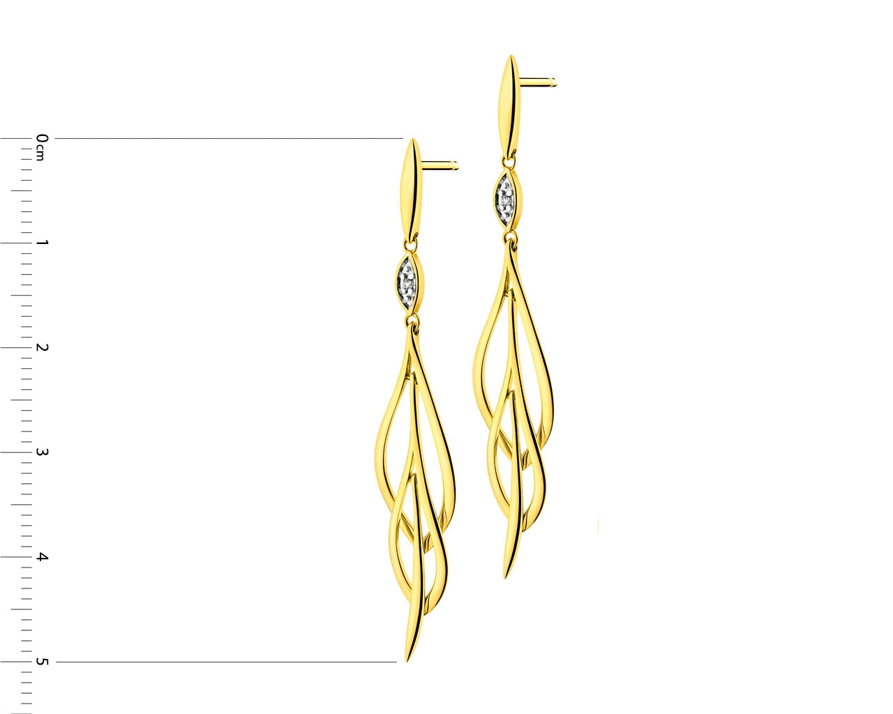 14 K Geelgoud Oorringen met Diamanten