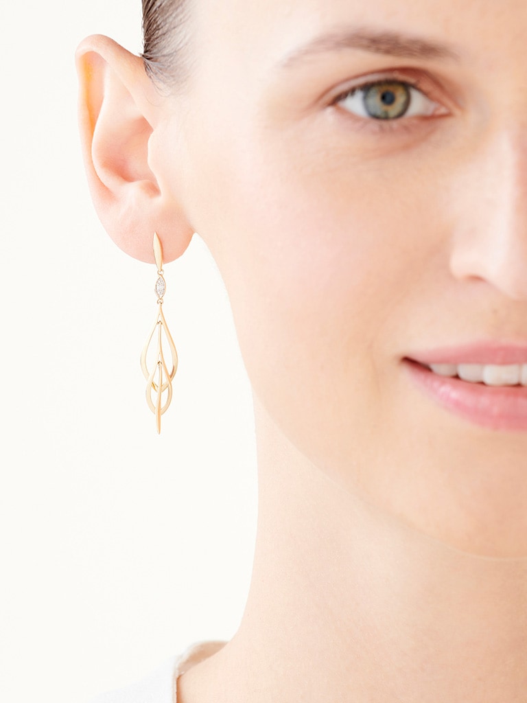 14 K Geelgoud Oorringen met Diamanten