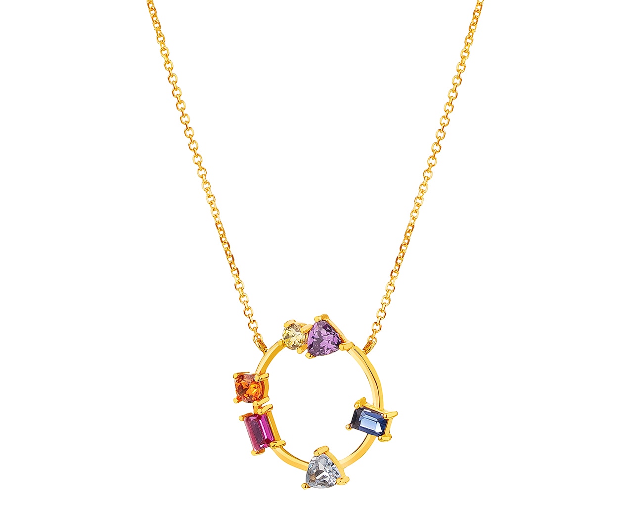 Verleidelijke Geelgouden Necklace met Kristal Hangers
