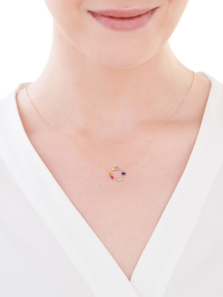 Verleidelijke Geelgouden Necklace met Kristal Hangers
