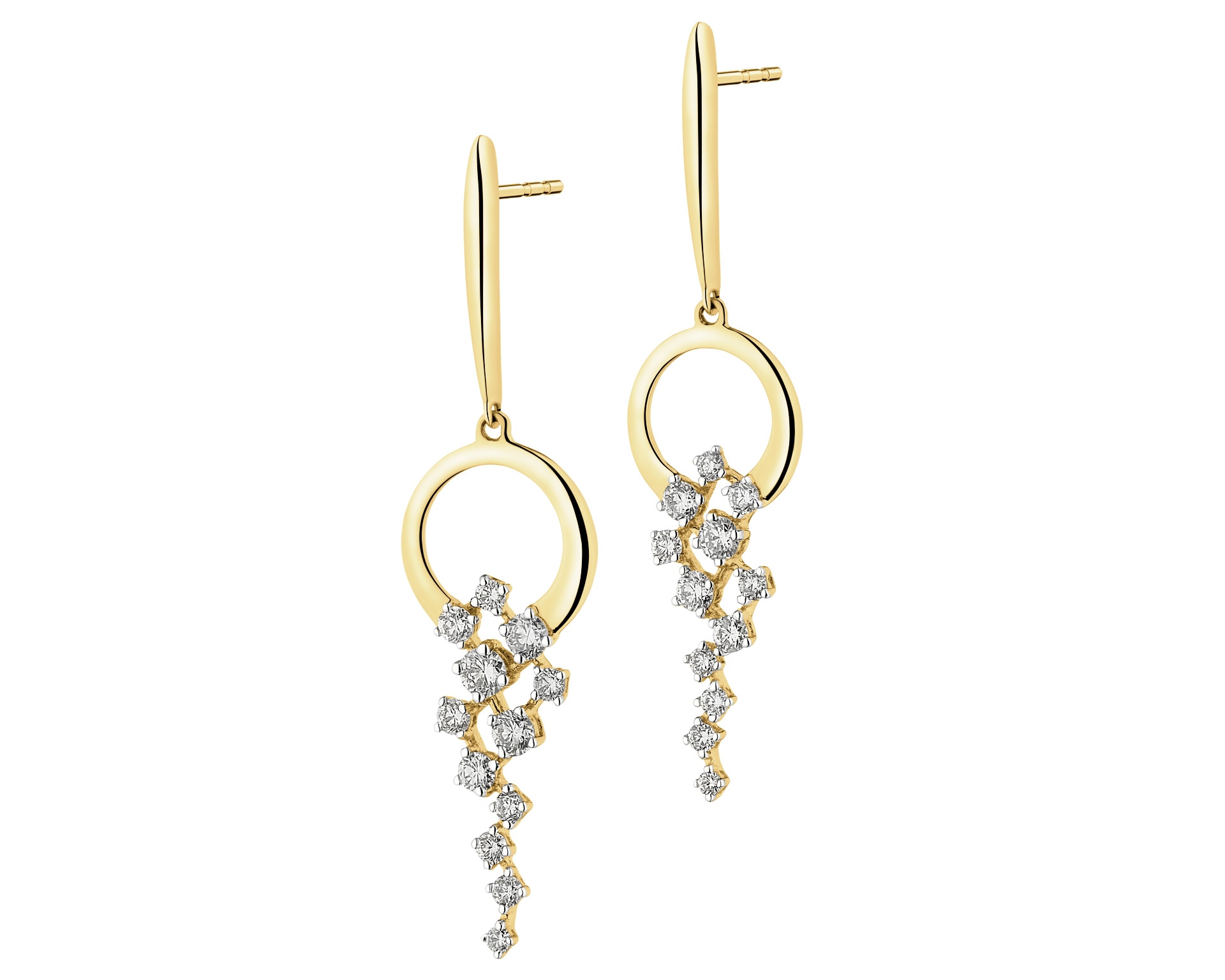 14 K Geelgouden Oorringen met Diamant - 0,48 ct