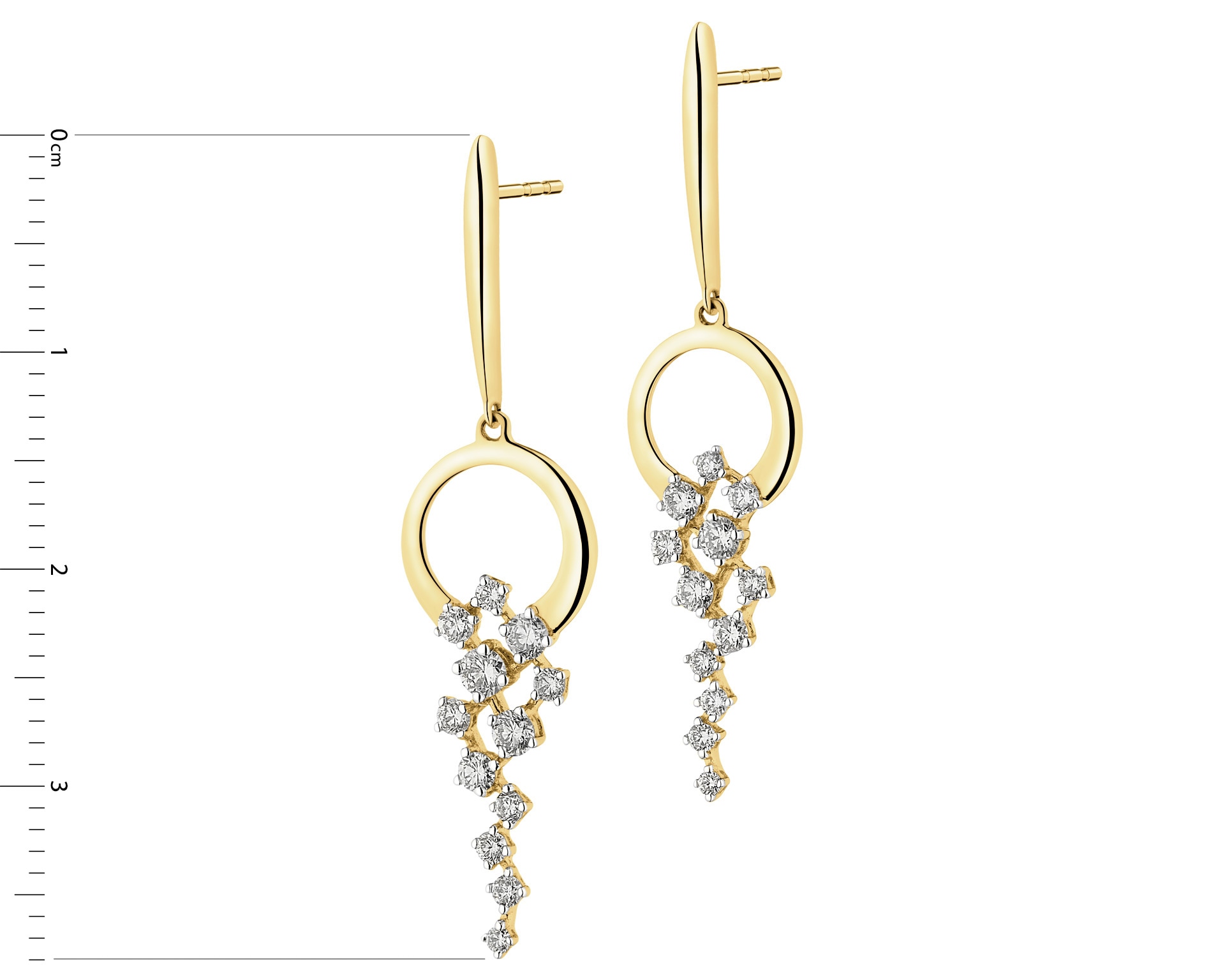 14 K Geelgouden Oorringen met Diamant - 0,48 ct