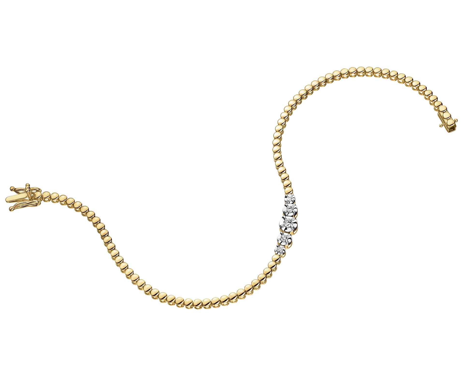 14 K Geelgouden Armband met Diamanten