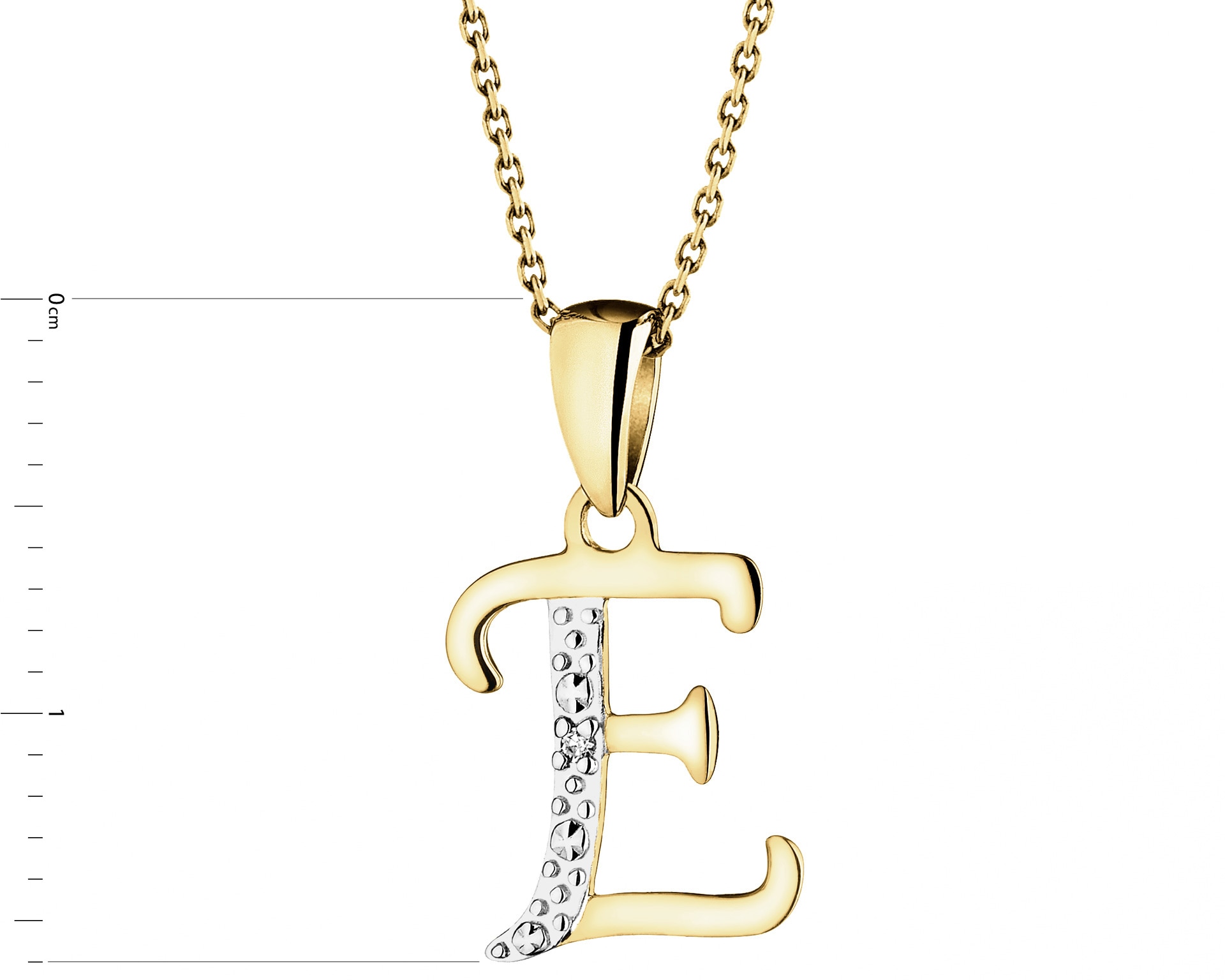 9 K Rhodium-Gepolijste Gele Gouden Pendel met Diamant