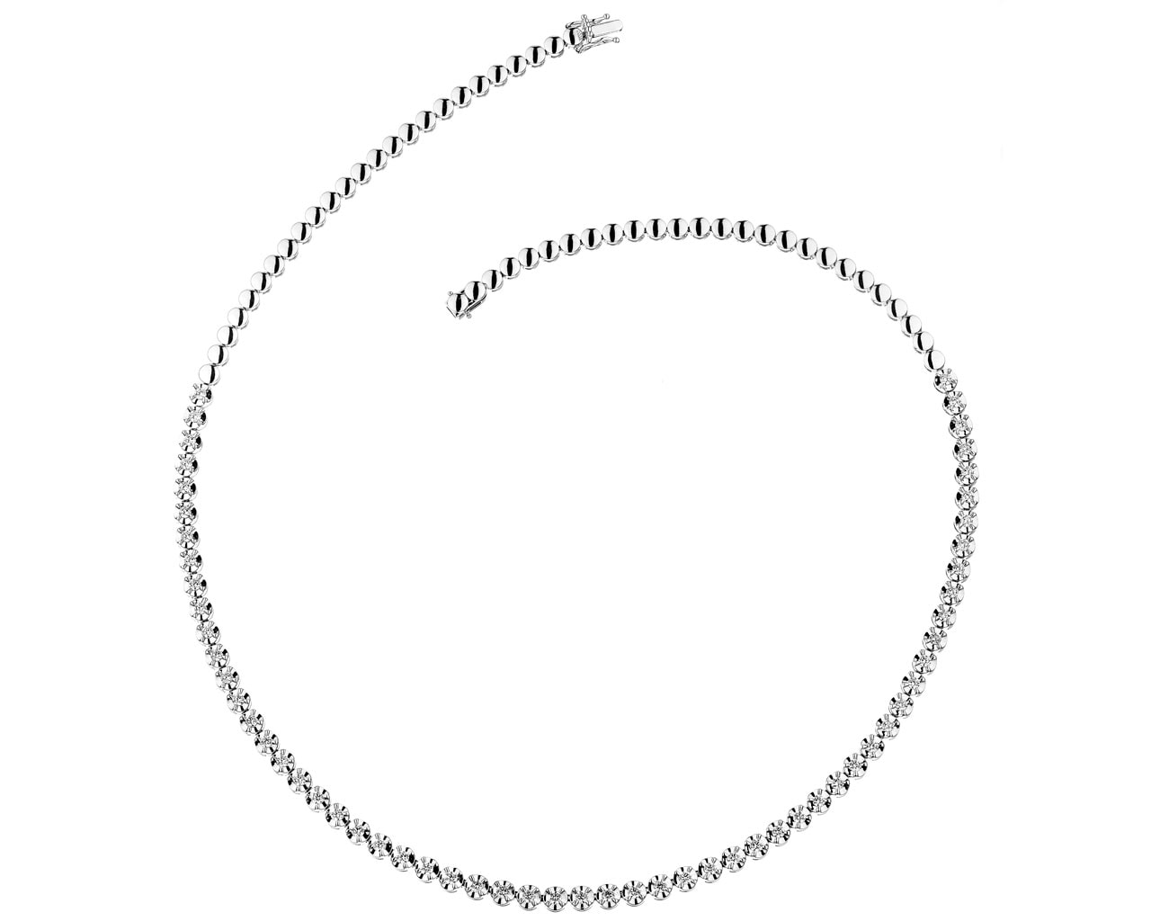 14 K Rhodium-Gepolijste Witte Gold Collar Necklace met Diamanten