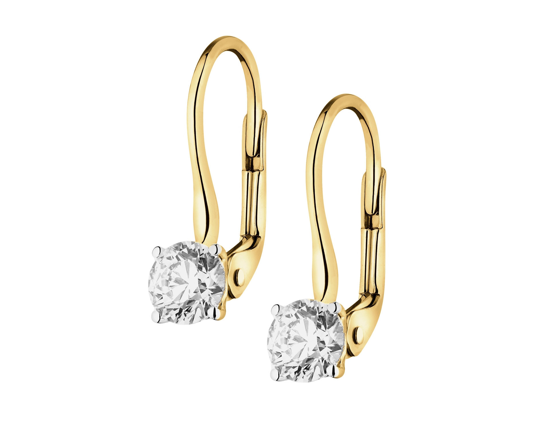 14 K Geelgouden Oorringen met Diamant - 0,89 ct