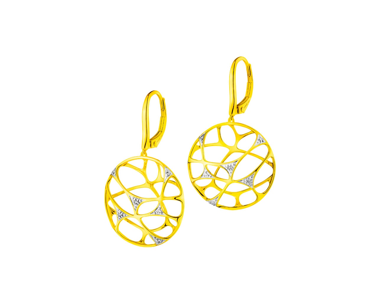 14 K Geelgouden Oorringen met Diamant - 0,03 ct