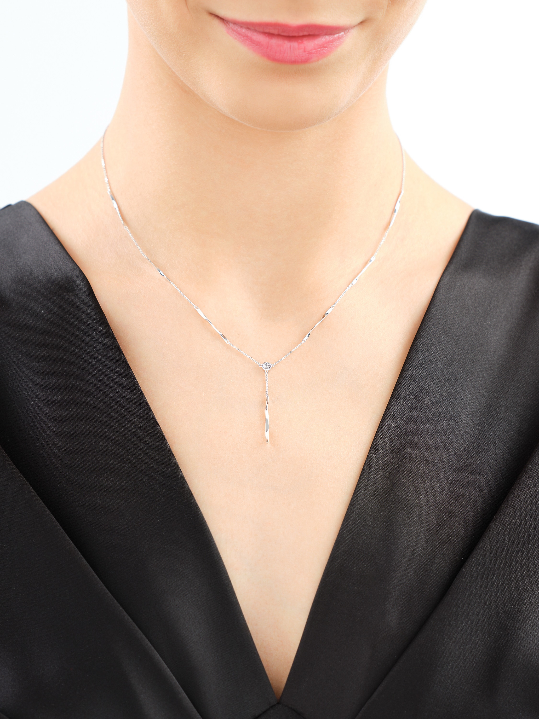 14 K Rhodium-Gevlochten Diamantketting