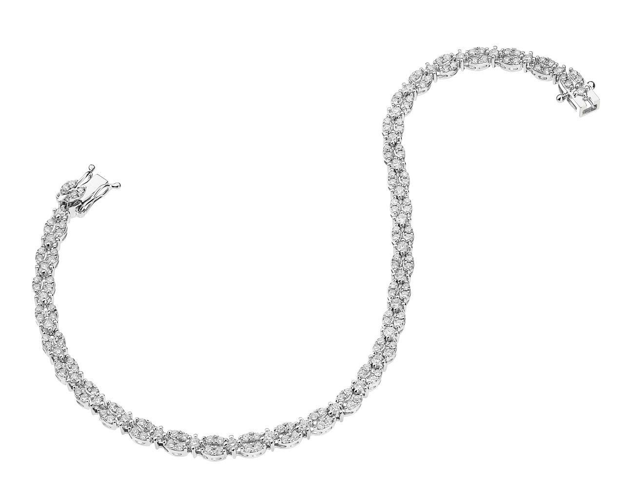 14 K Rhodium-Gepolijste Witte Gouden Armband met Diamanten - 2,00 ct