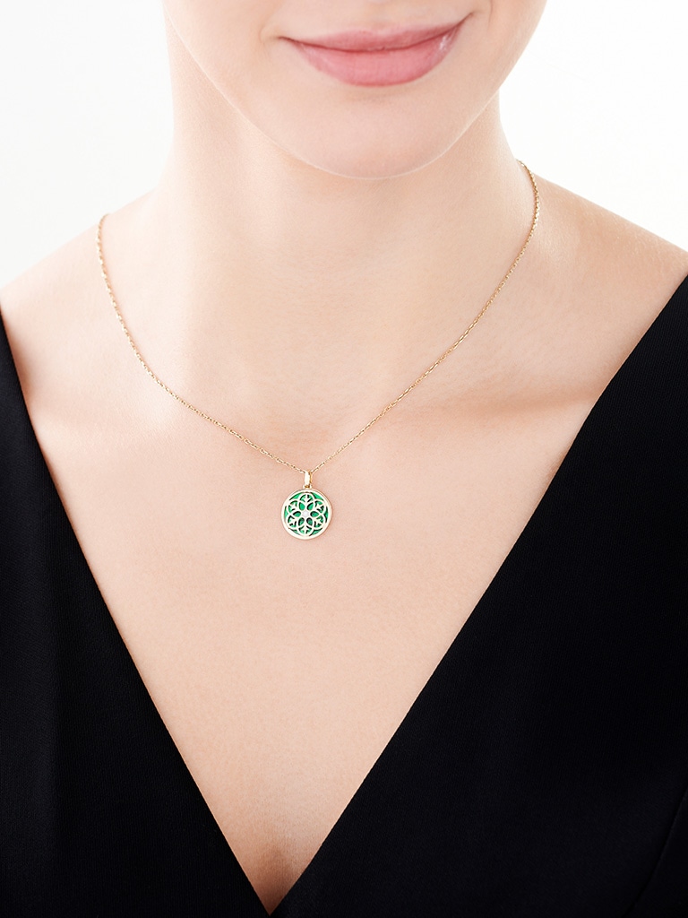 9 K Rhodium-Gepolijste Gele Gouden Medaillon met Diamant