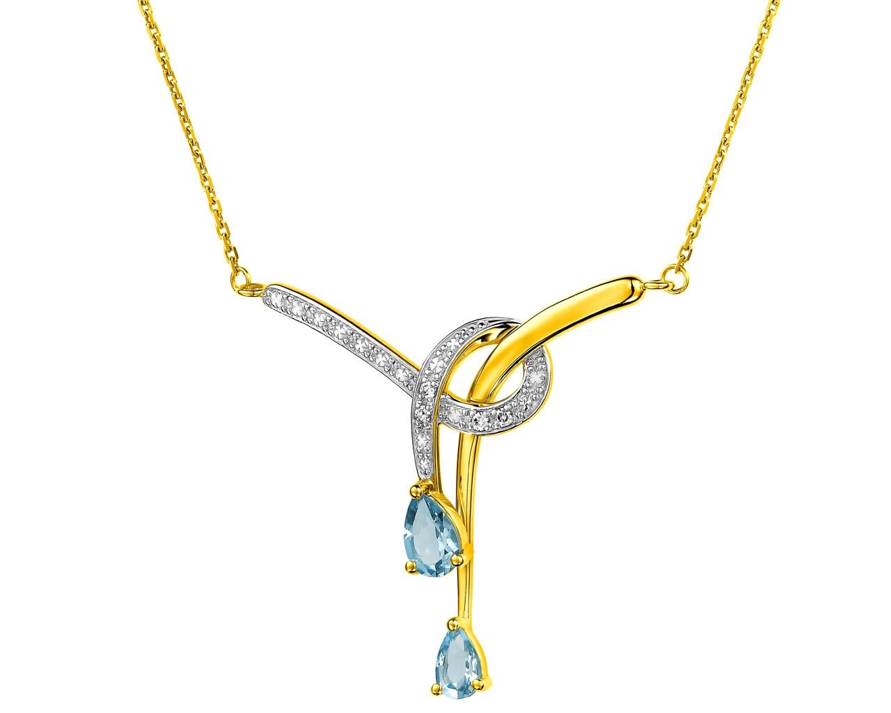 9 K Geelgoud Necklace met Diamanten