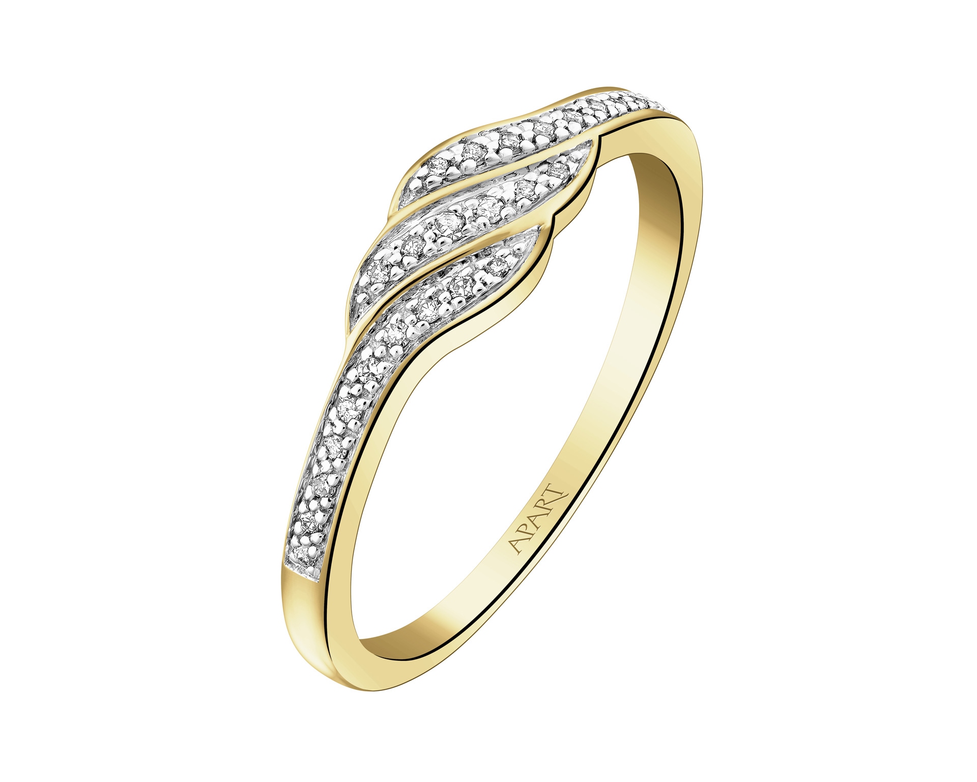 9 K Geelgoud Ring met Diamanten