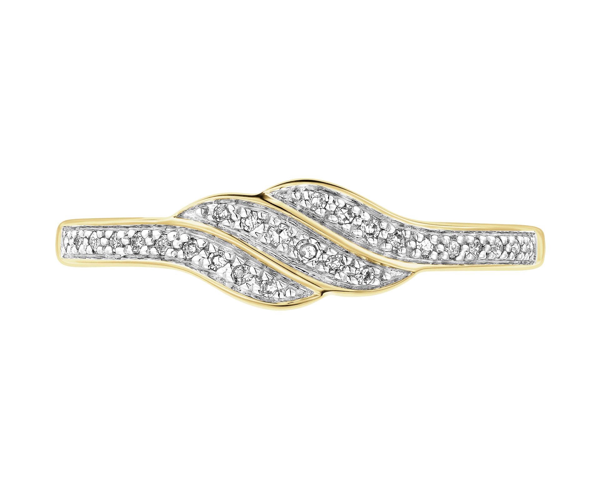 9 K Geelgoud Ring met Diamanten