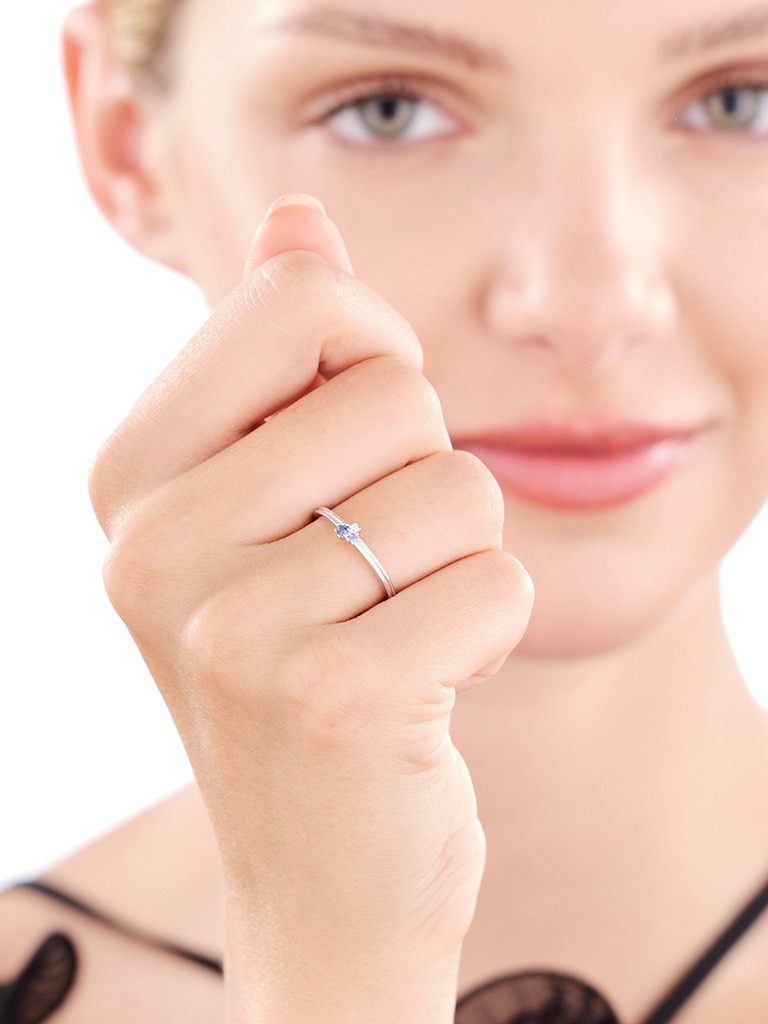 18 K Rhodium-Gepolijste Witte Gouden Ring met Diamant - 2,00 ct