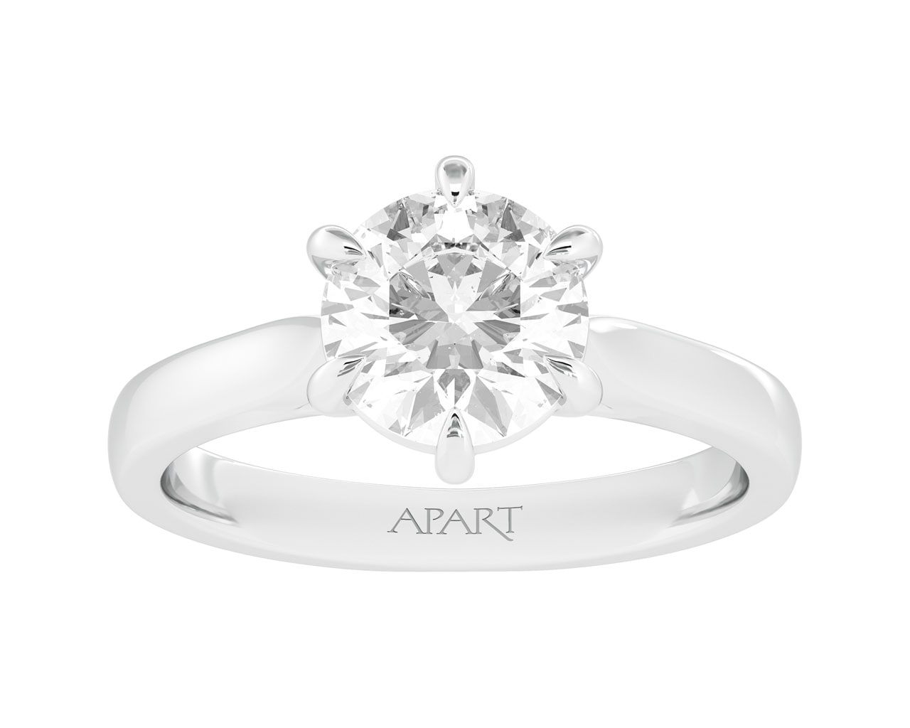 18 K Rhodium-Gepolijste Witte Gouden Ring met Diamant - 2,00 ct