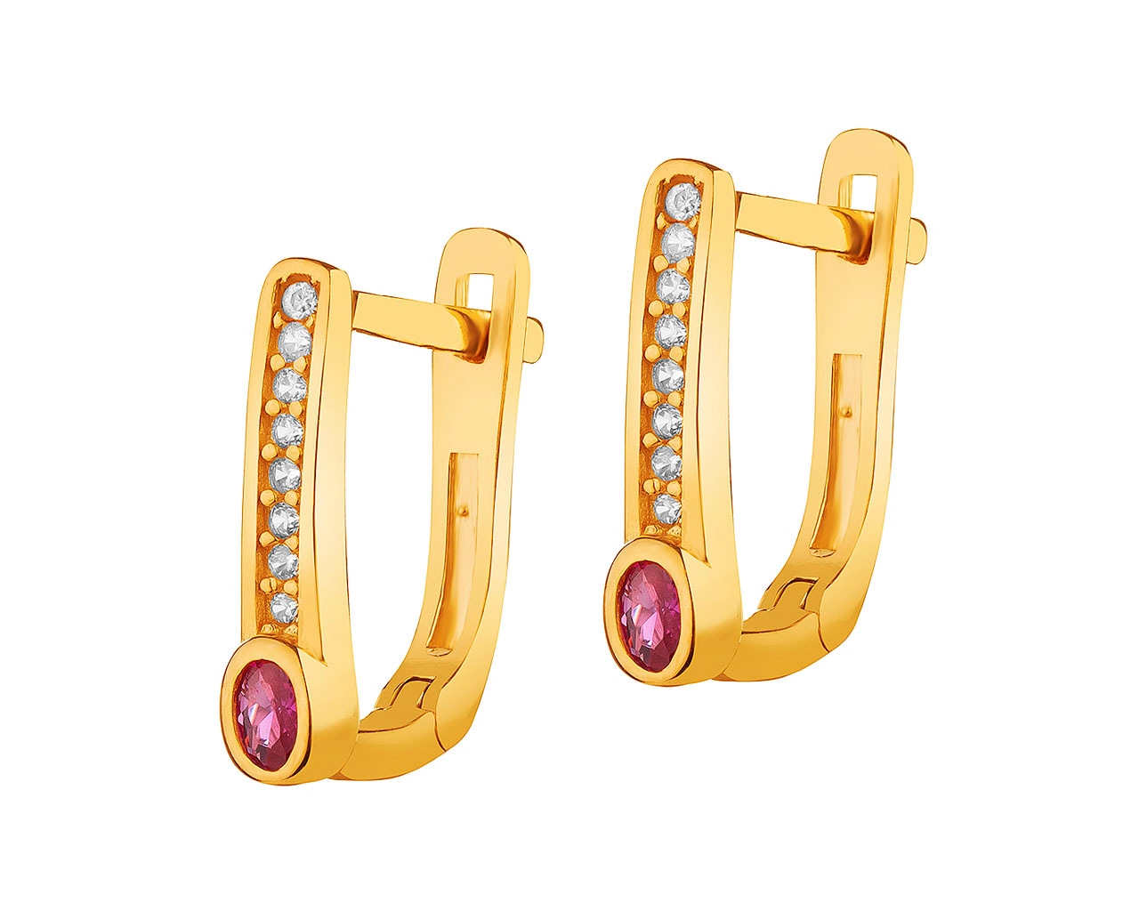 14 K Geelgouden Oorbellen met Cubic Zirconia