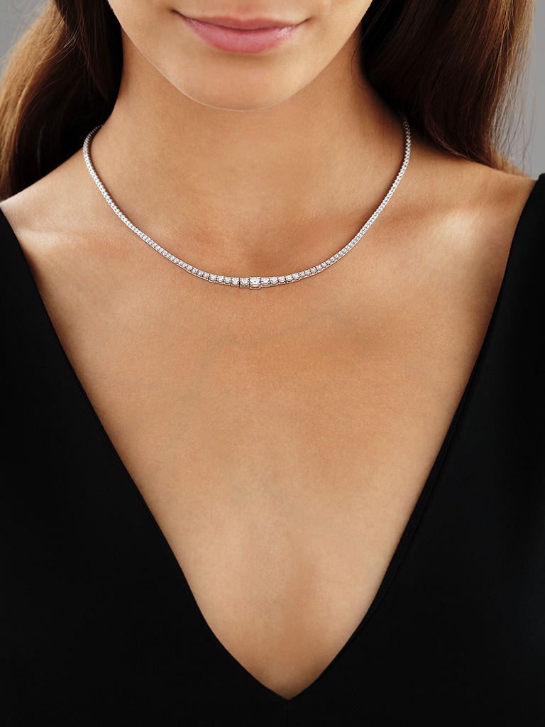 18 Karat Rhodium-Gepolijste Witgouden Necklace met Diamanten