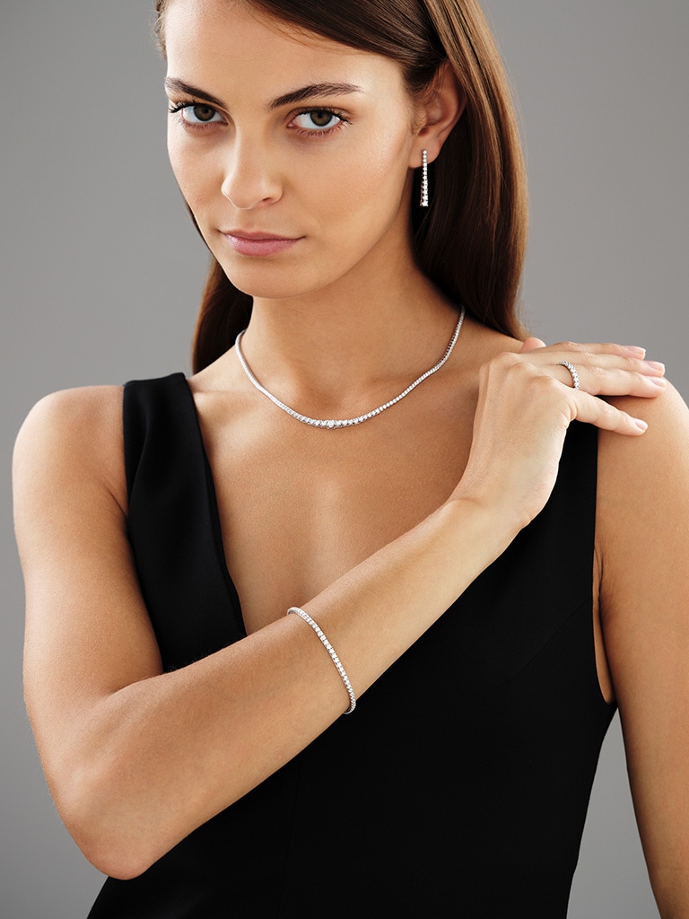 18 Karat Rhodium-Gepolijste Witgouden Necklace met Diamanten