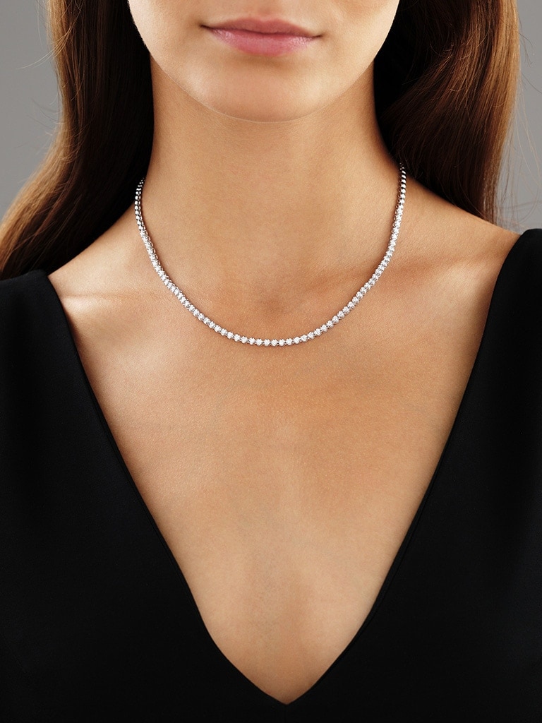 18 Karat Rhodium-Gepolijste Zilveren Necklace met Diamanten - 2,00 ct