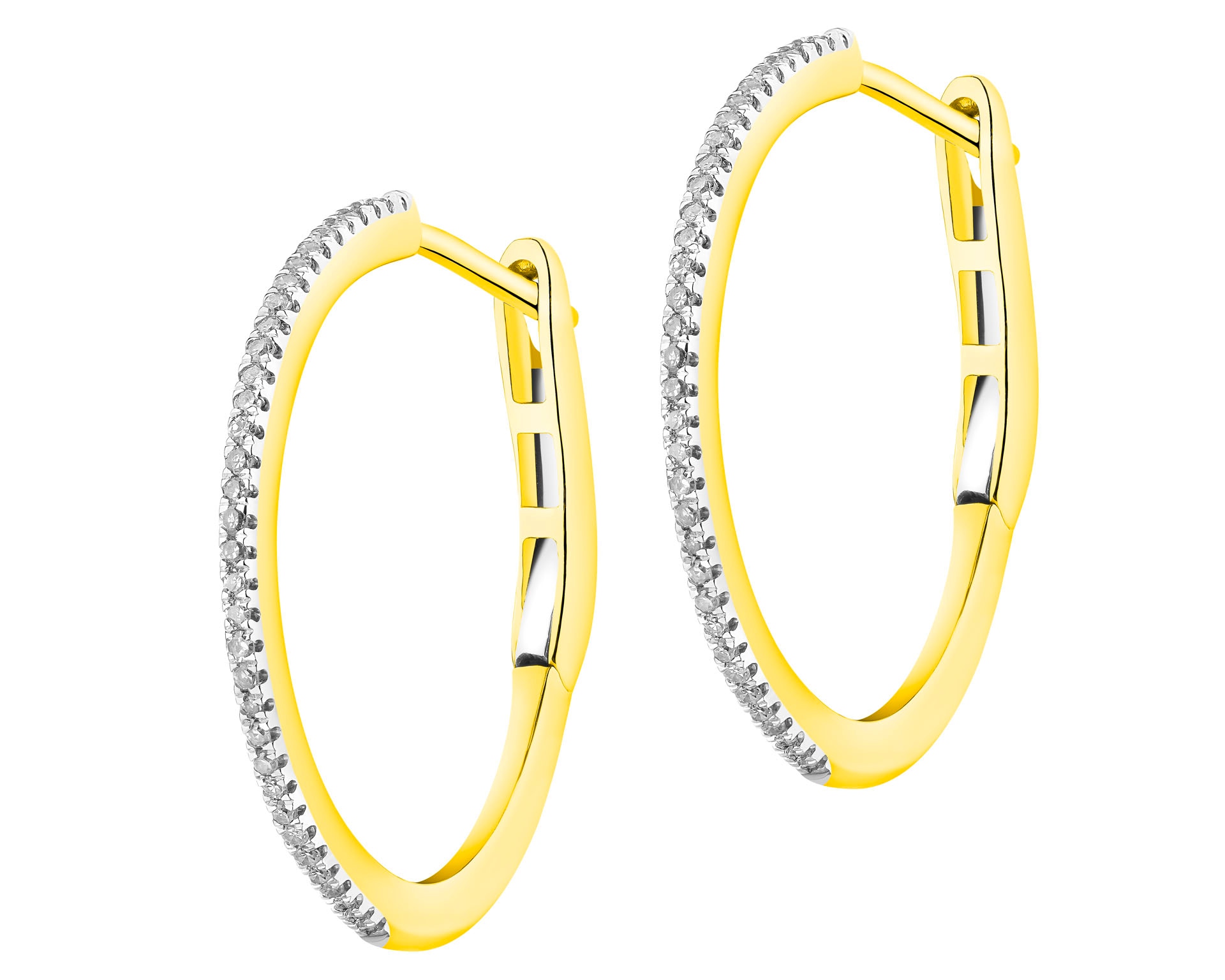 14 K Geelgouden Hoop Oorringe met Diamanten - Simple Shine Collectie