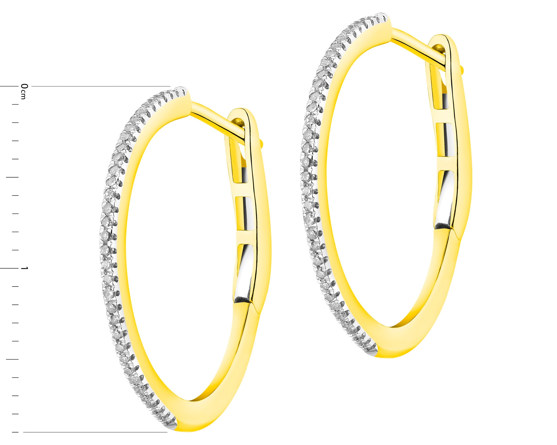 14 K Geelgouden Hoop Oorringe met Diamanten - Simple Shine Collectie