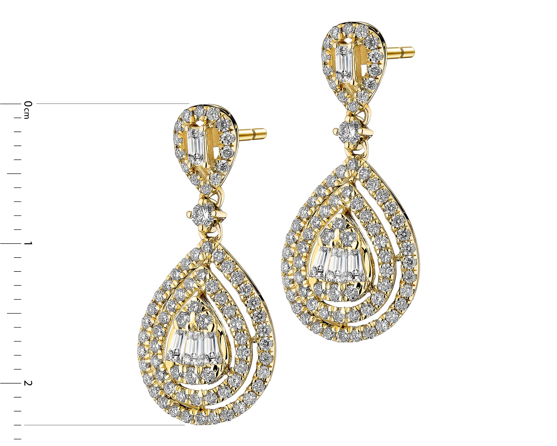 14 K Geelgoud Hangende Oorbellen - 0,76 ct