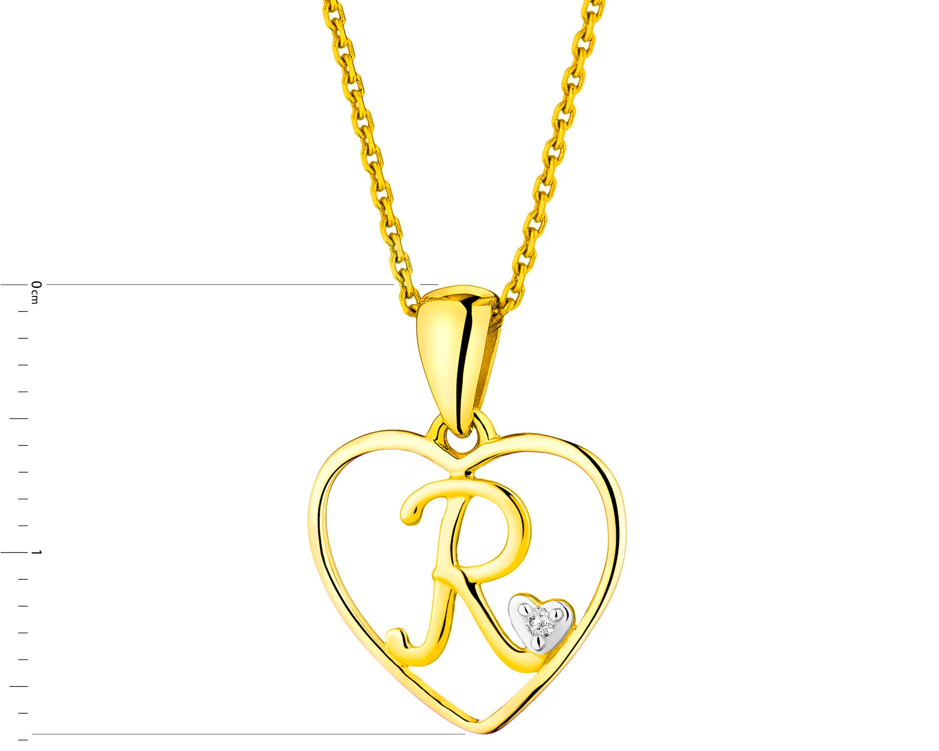 9 K Rhodium-geplateerde Gele Gouden Pendel met Diamant