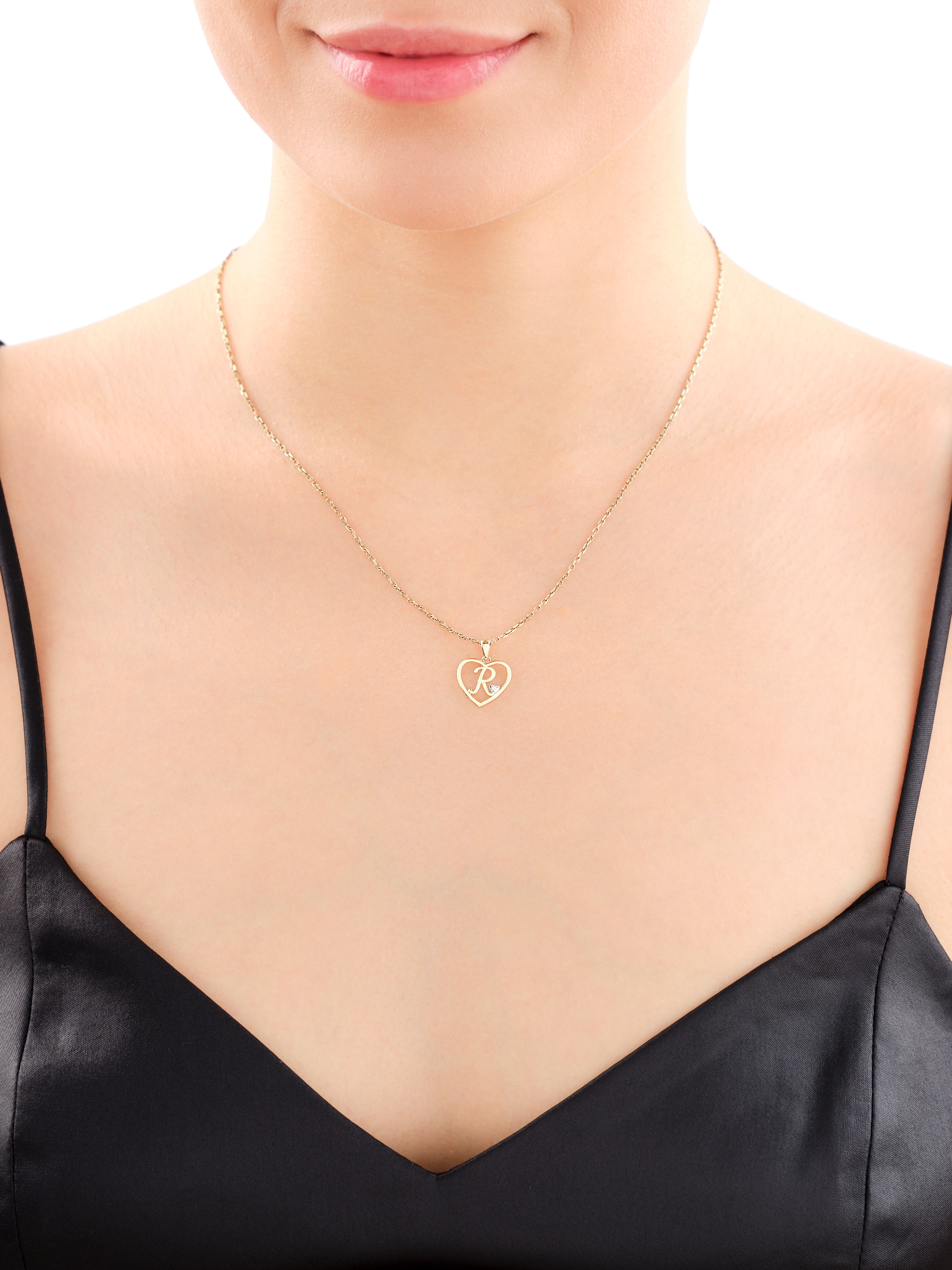 9 K Rhodium-geplateerde Gele Gouden Pendel met Diamant