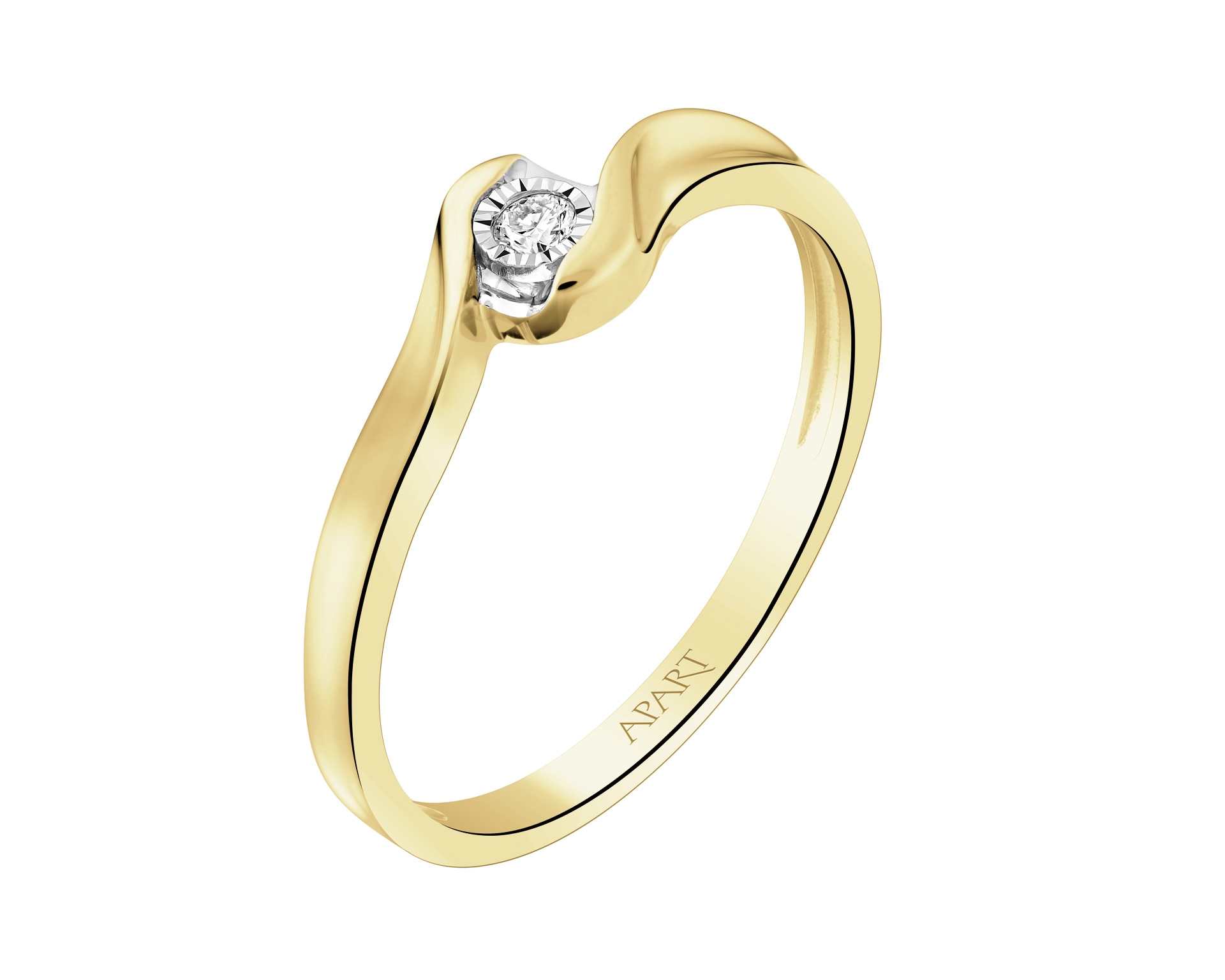 Elegant 585 Geelgoudring met Diamant