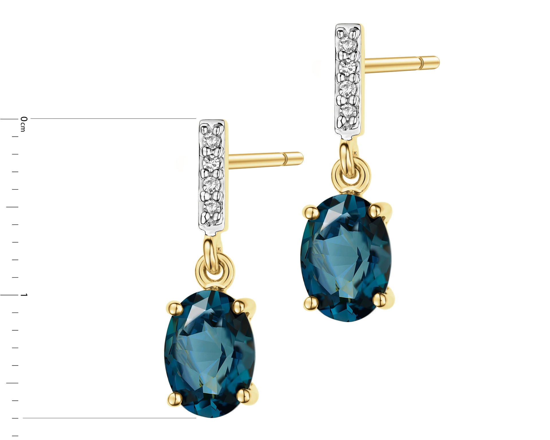 14 K Geelgouden Oorbellen met Blauwe Steen